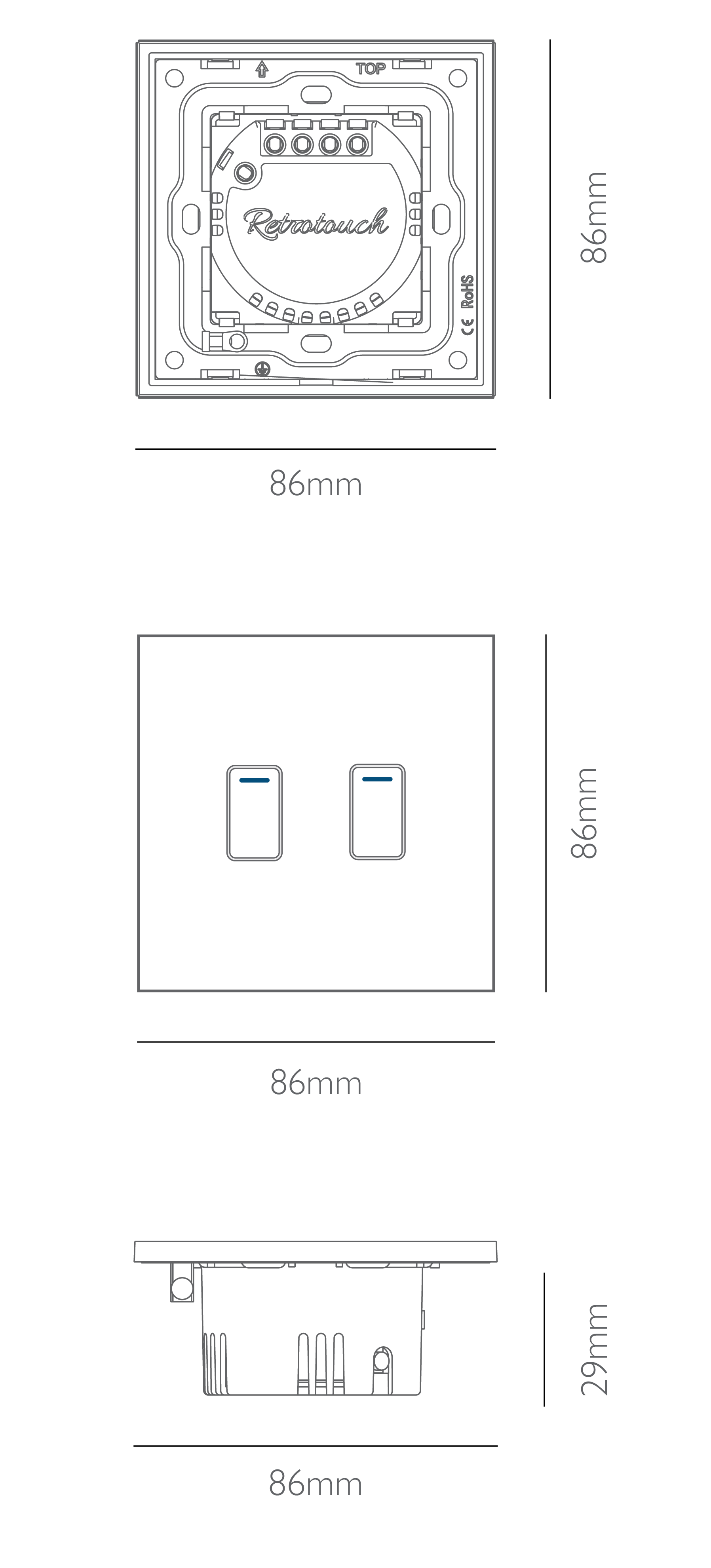 Crystal+ Touch on/off WIFI Switch 3G Brass RetroTouch Designer